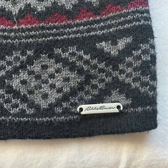 Eddie Bauer Women’s Fair Isle Zip Cardigan Size L Gray Winter Nordic Layers Ski - Picture 9 of 11